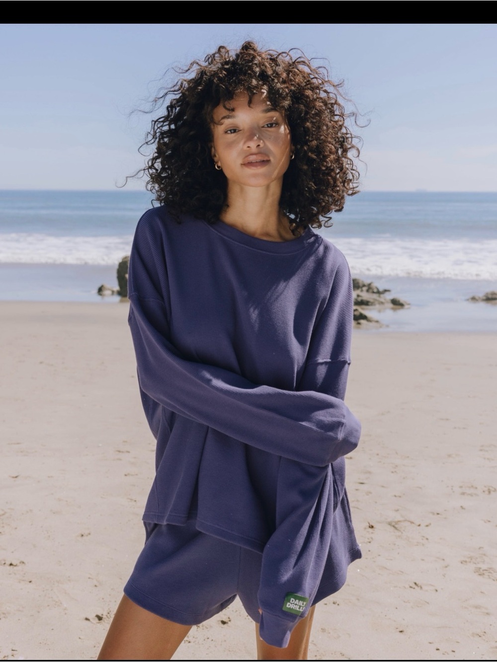 Daily Drills Navy Thermal Oversized Top and Shorts, Set - NWT XS/S